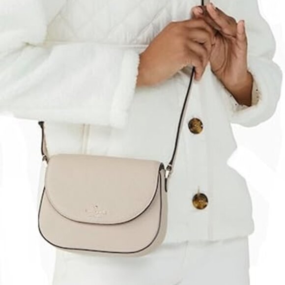 Kate Spade Leila Mini Flap Pebble Leather Crossbody Purse Retail $239 Warm Beige - Picture 5 of 5